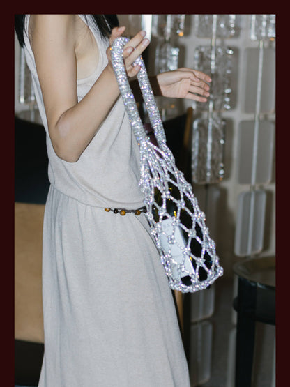 Luxe Crystal Knot Wine Carrier: Silver