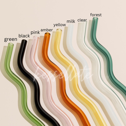 Wavy Glass Straws: Milk jade