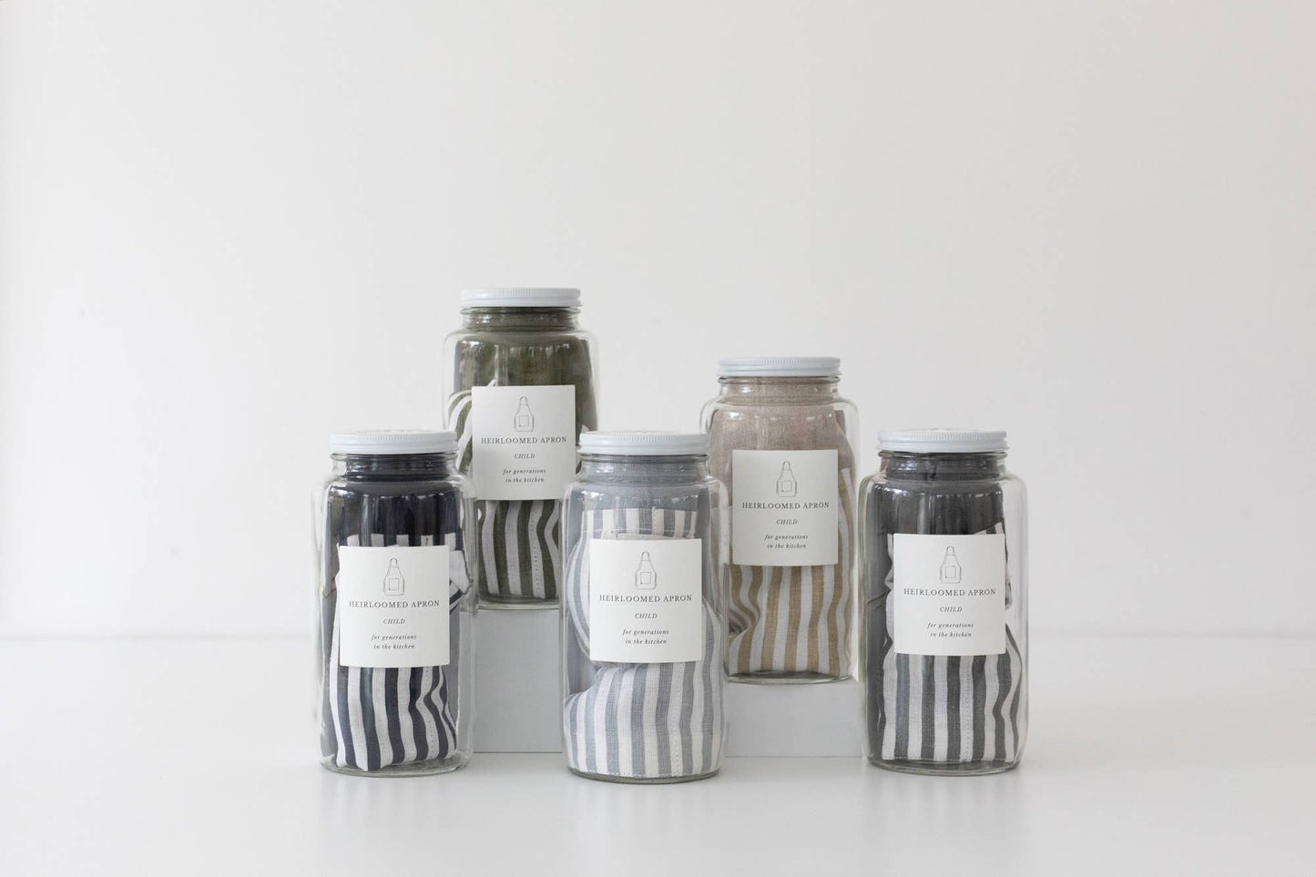 Keepsake Jar Linen Child Apron Pewter