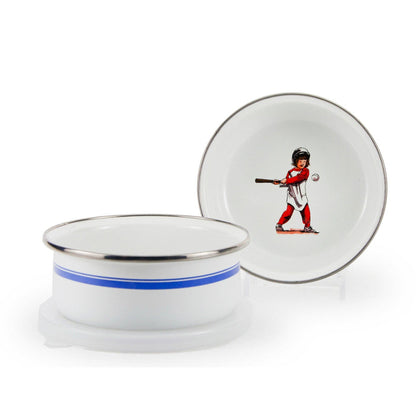 Golden Rabbit Enamelware Set of 4 Baseball Child Bowls