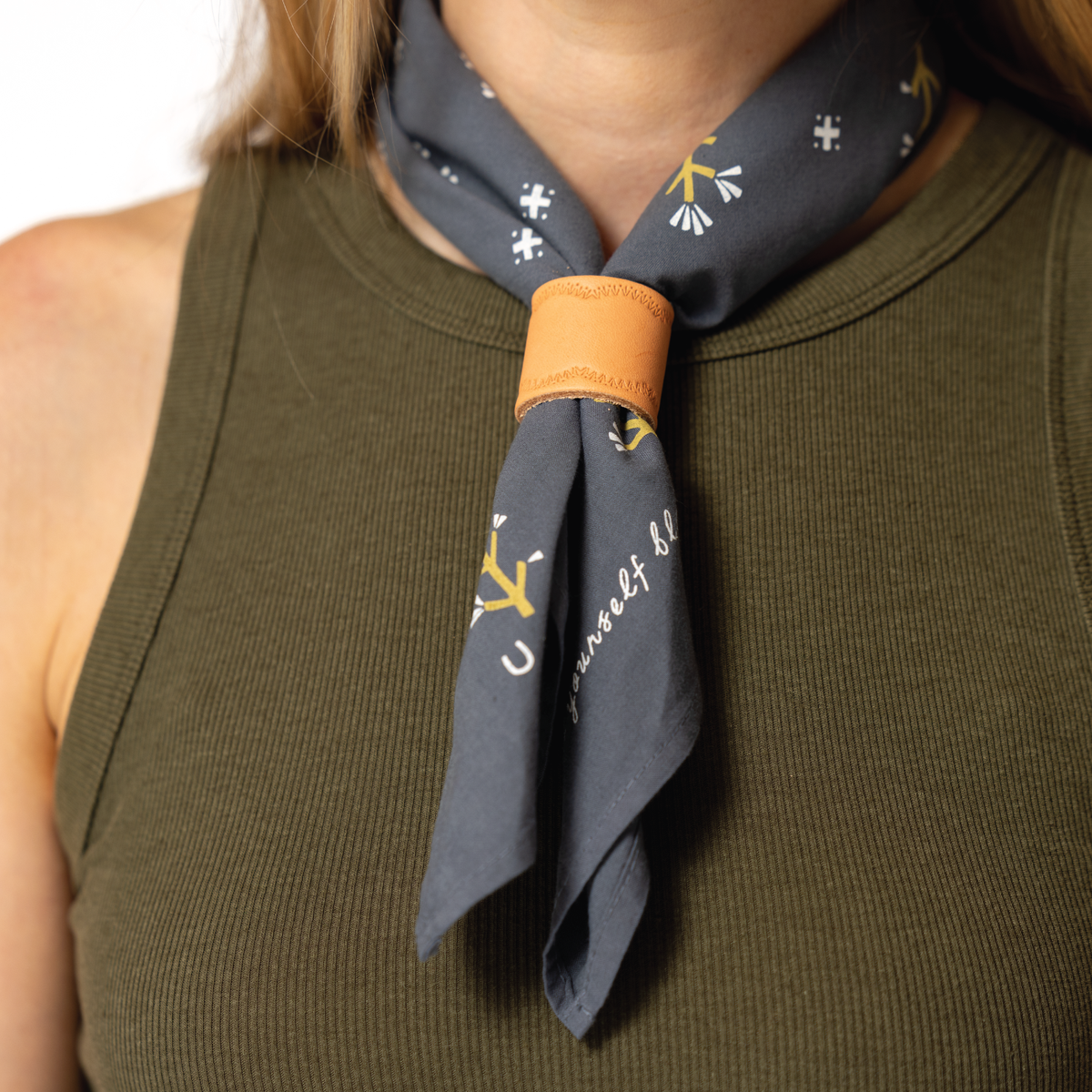 Leather Bandana Slide - Arched - Scarf Ring