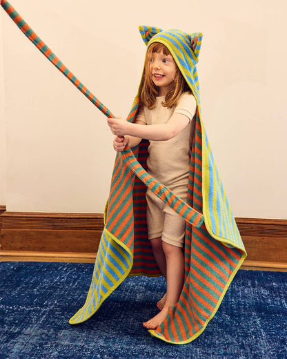 Grasshopper Stripe Cotton Terry Kids Hooded Towel: Baby