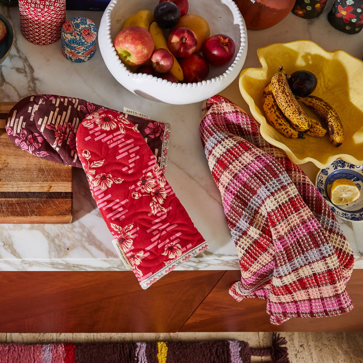 Stela Check Tea Towel - Pansy