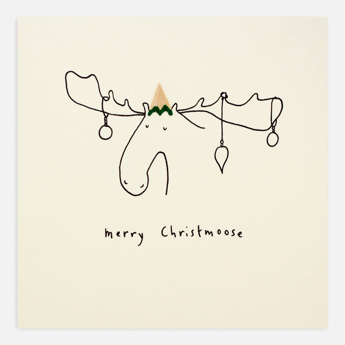 Christmas Moose Card – Handfinished UK Real Pencil Shavings