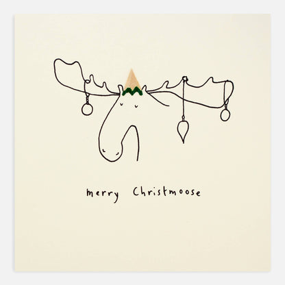 Christmas Moose Card – Handfinished UK Real Pencil Shavings