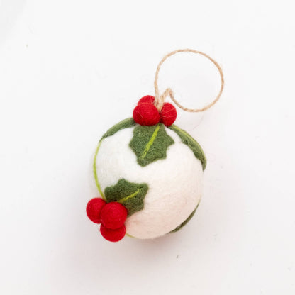 Ornament - Christmas Decor - Embroidered Red Ball, Assorted