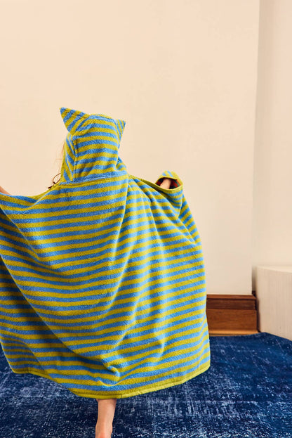 Grasshopper Stripe Cotton Terry Kids Hooded Towel: Toddler
