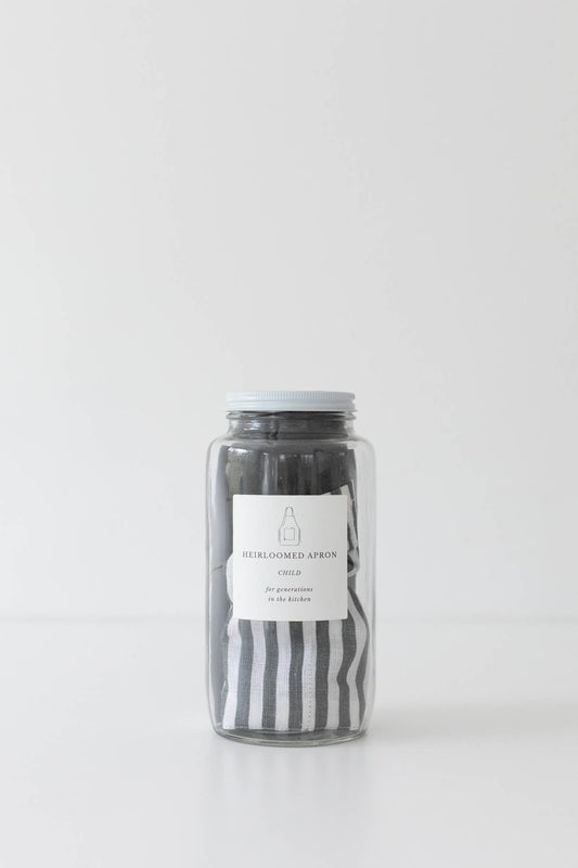 Keepsake Jar Linen Child Apron Pewter