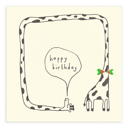 Birthday Giraffe Card – Handfinished UK Real Pencil Shavings