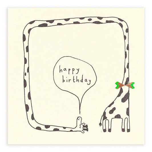 Birthday Giraffe Card – Handfinished UK Real Pencil Shavings
