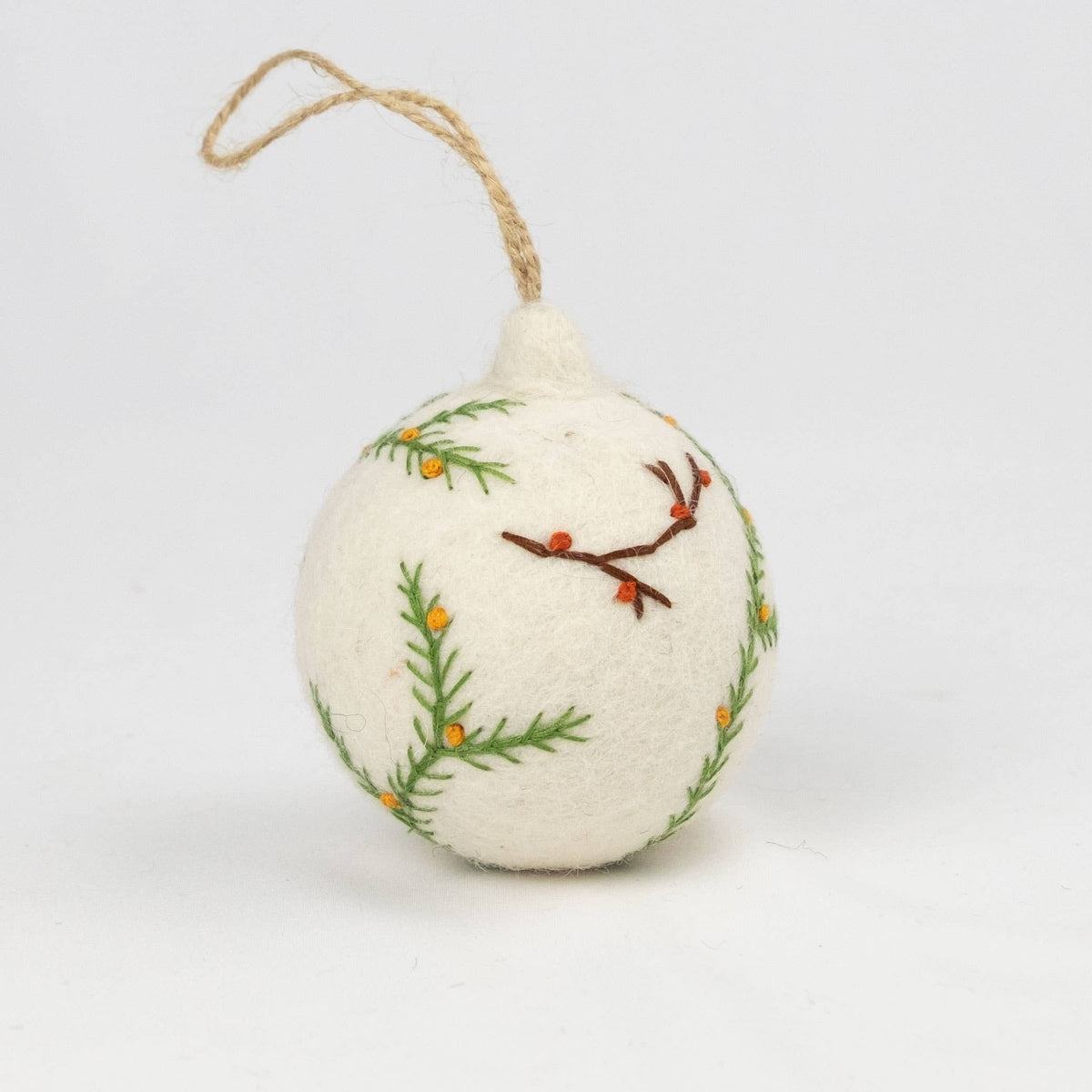 Ornament - Christmas - Embroidered White Ball, Assorted