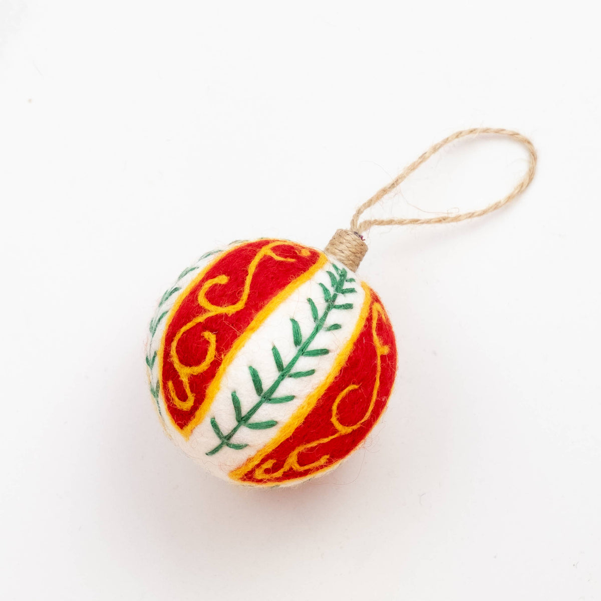 Ornament - Christmas Decor - Embroidered Red Ball, Assorted