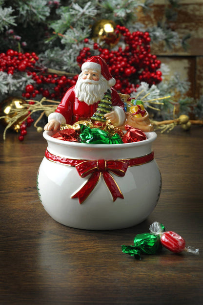Spode Christmas Tree Santa Candy Bowl - 7.75"
