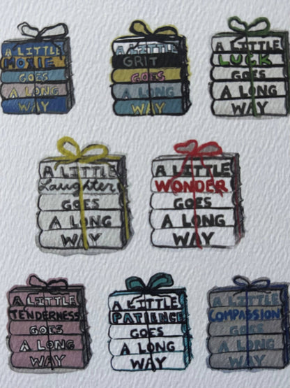 Book lover stacks of books with messages greeting card