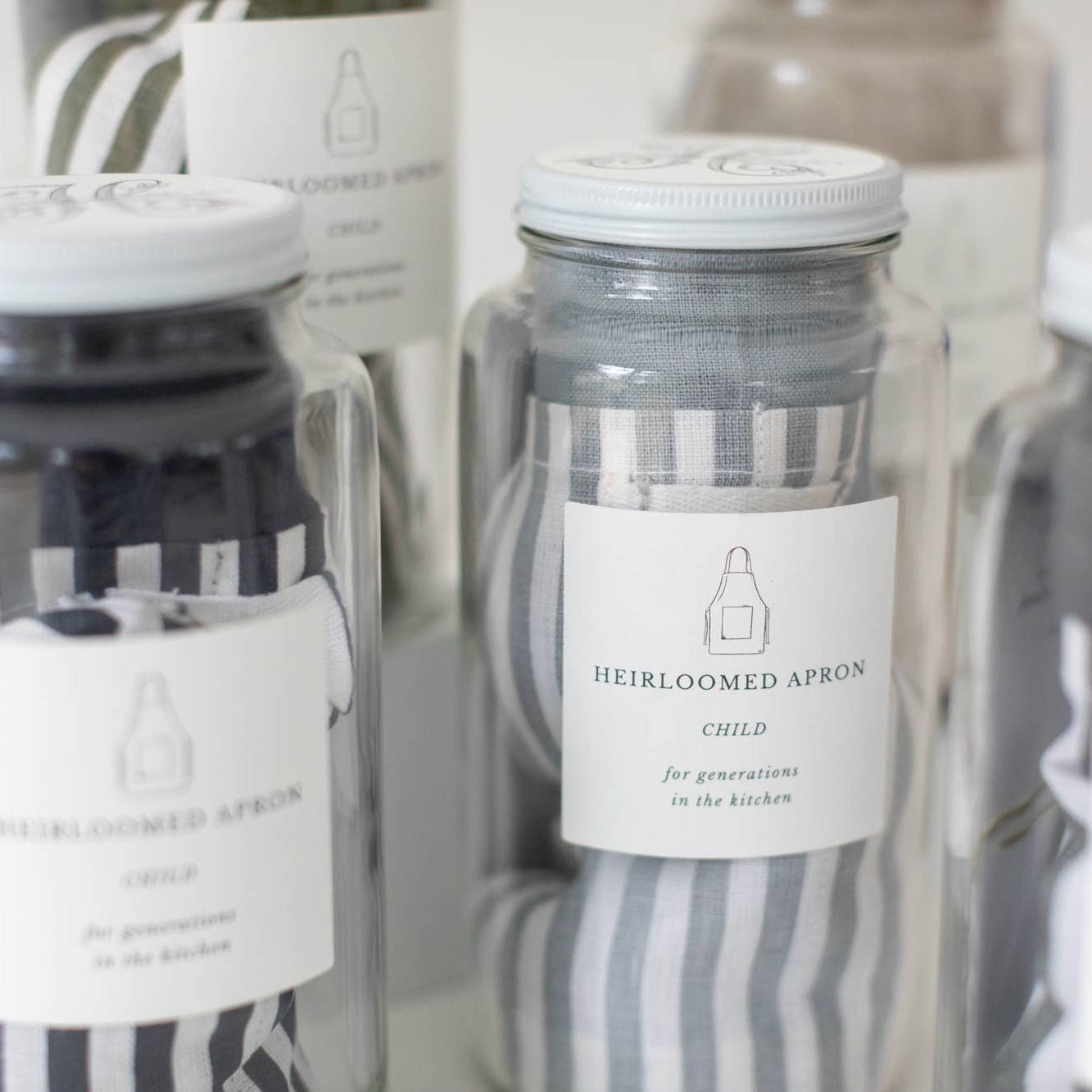 Jars with labels on a white background