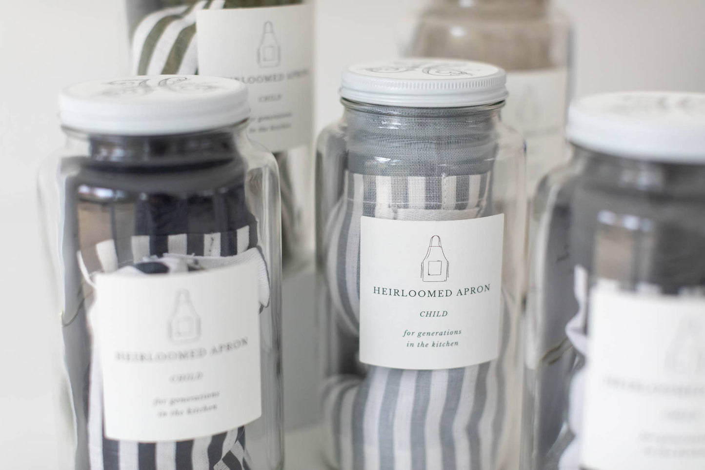 Keepsake Jar Linen Child Apron Pewter