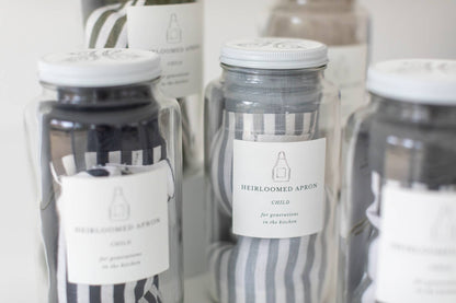 Keepsake Jar Linen Child Apron Pewter