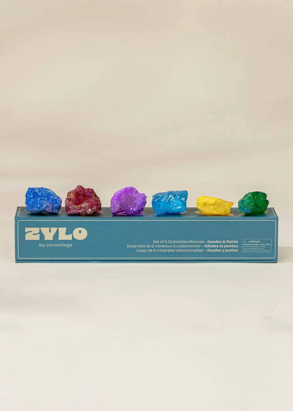 Set of 6 Collectible Minerals - Geodes & Points