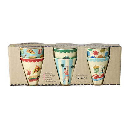 Melamine Kids Cups in Fun Fair Mint Prints - Small - 6 pcs. in Gift Box