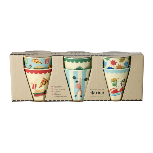 Melamine Kids Cups in Fun Fair Mint Prints - Small - 6 pcs. in Gift Box