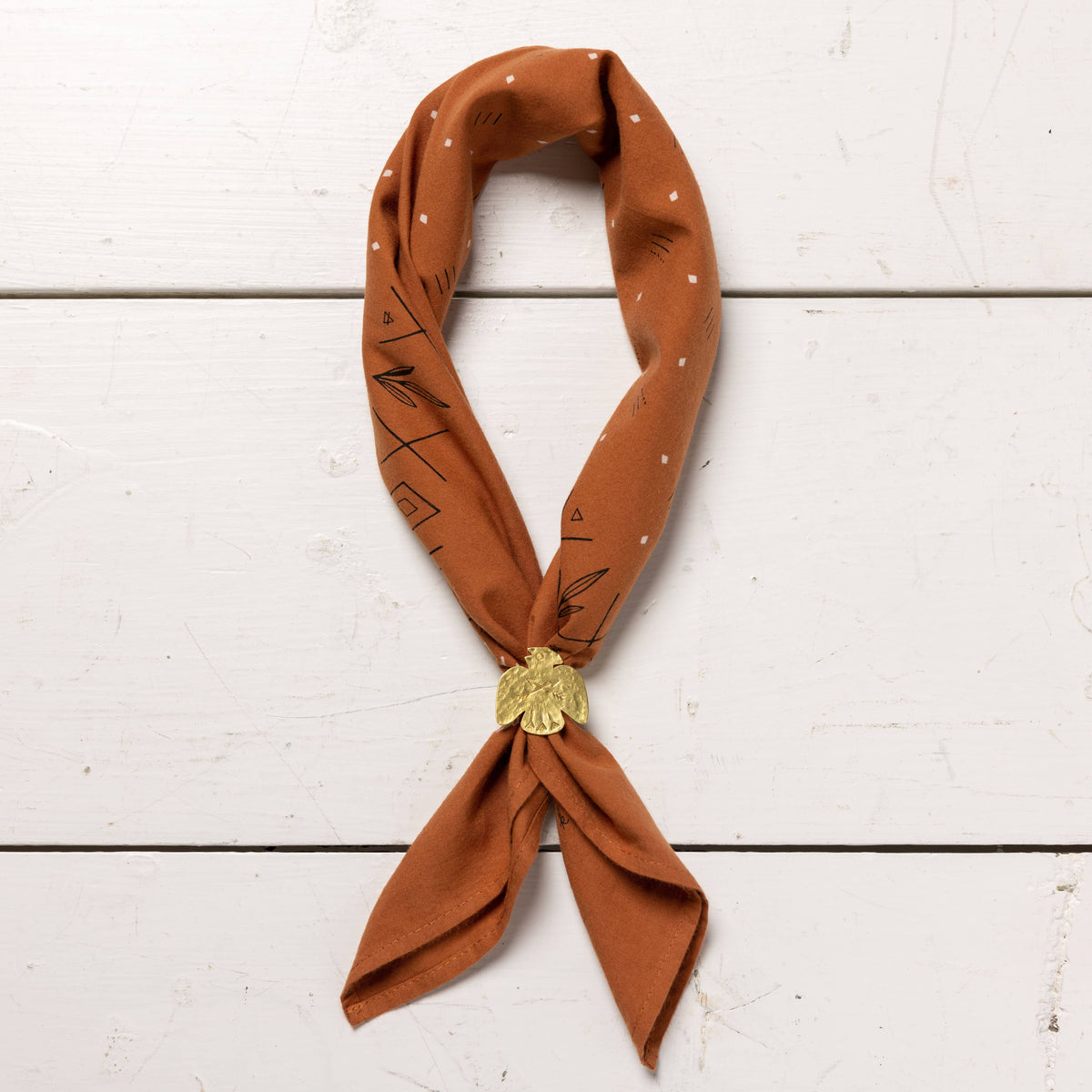 Brass Bandana Slide - Small Thunderbird - Scarf Ring