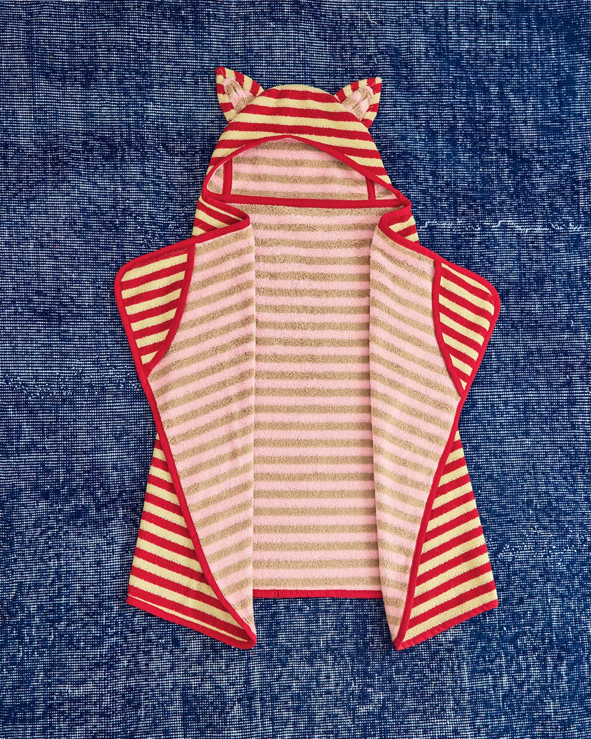 Ladybug Stripe Cotton Terry Kids Hooded Towel: Toddler