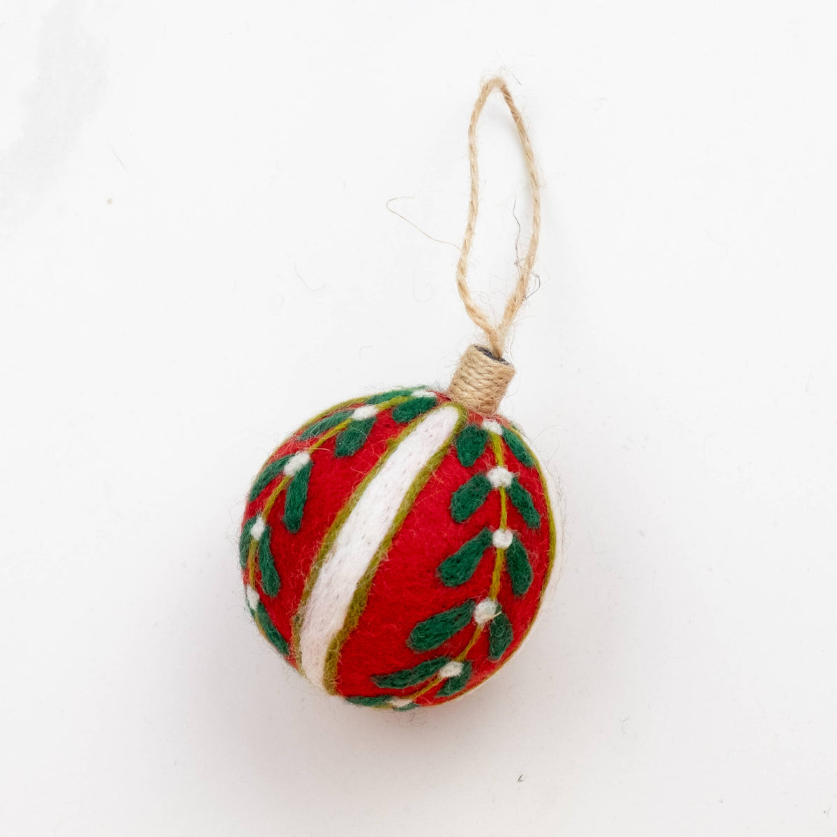 Ornament - Christmas Decor - Embroidered Red Ball, Assorted