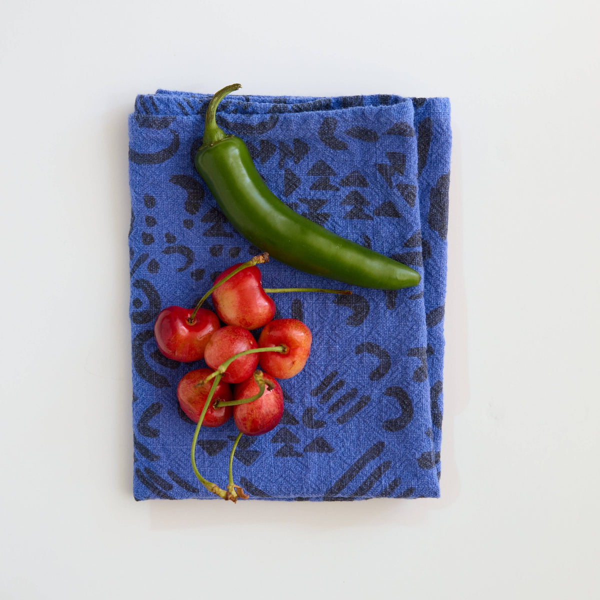 Tea Towel - Dashes & Moons - Charcoal  - Amparo Blue