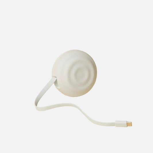 white phone charger with retractable cord
