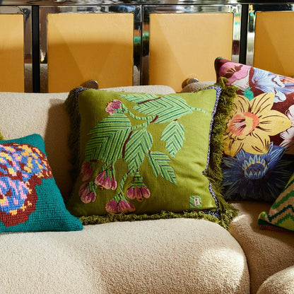 Vivi Appliqué Cushion - Juniper: Feather Insert