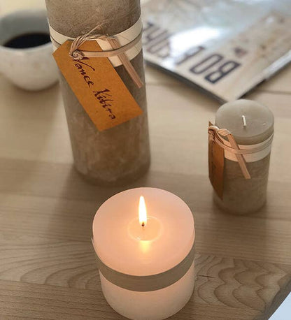 Timber Candle, Melon White: D5 x H10 cm