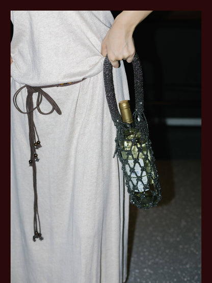 Luxe Crystal Knot Wine Carrier: Silver
