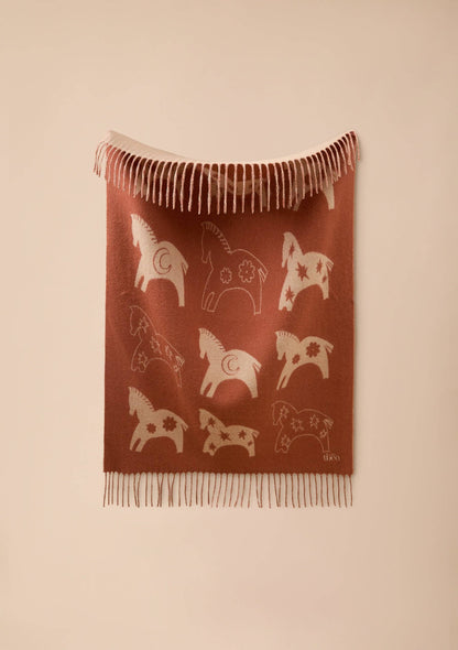 Lambswool Baby Blanket in Rust Gallop