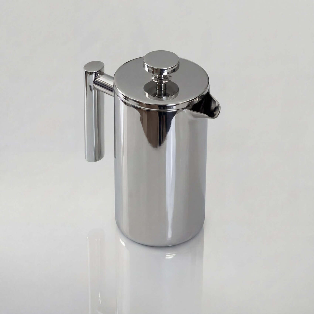 Mirror-finish stainless steel French press