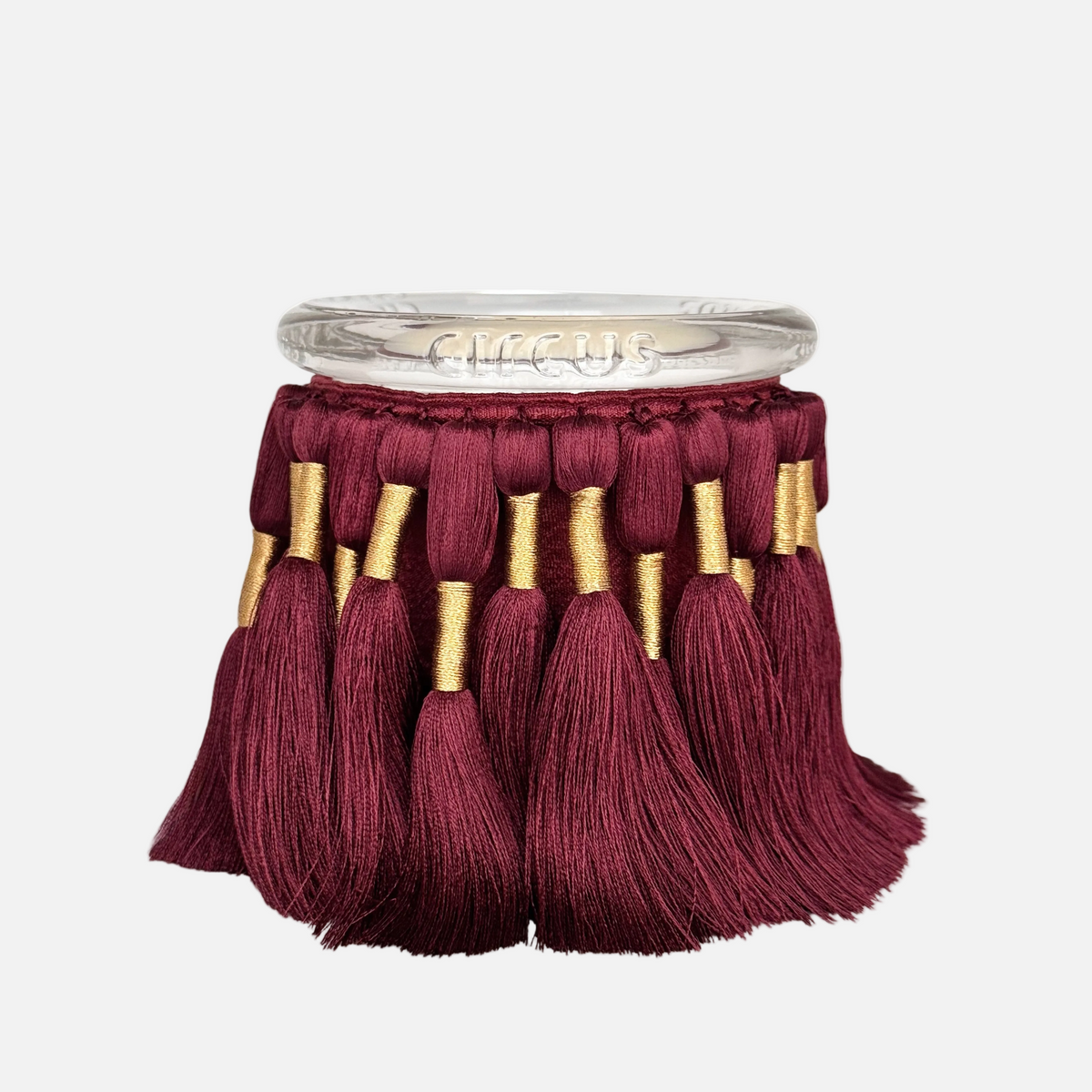 Fuzzed candle in Burgundy by Circus