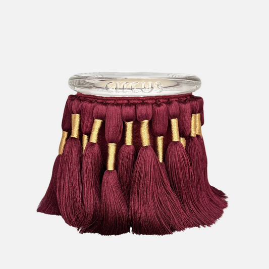 Fuzzed candle in Burgundy by Circus