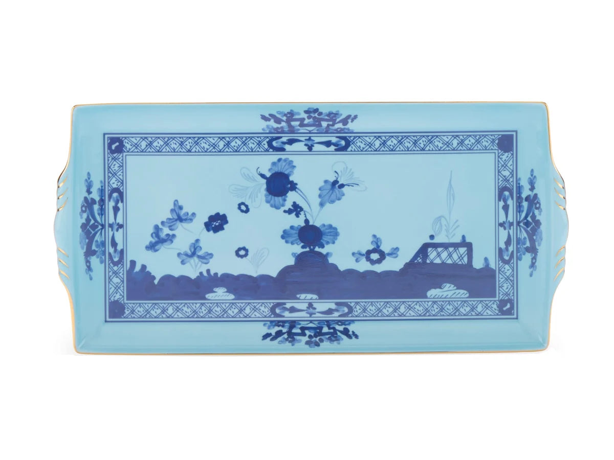 Ginori 1735 Oriente Italiano Large Rectangular Tray with Handles, Iris
