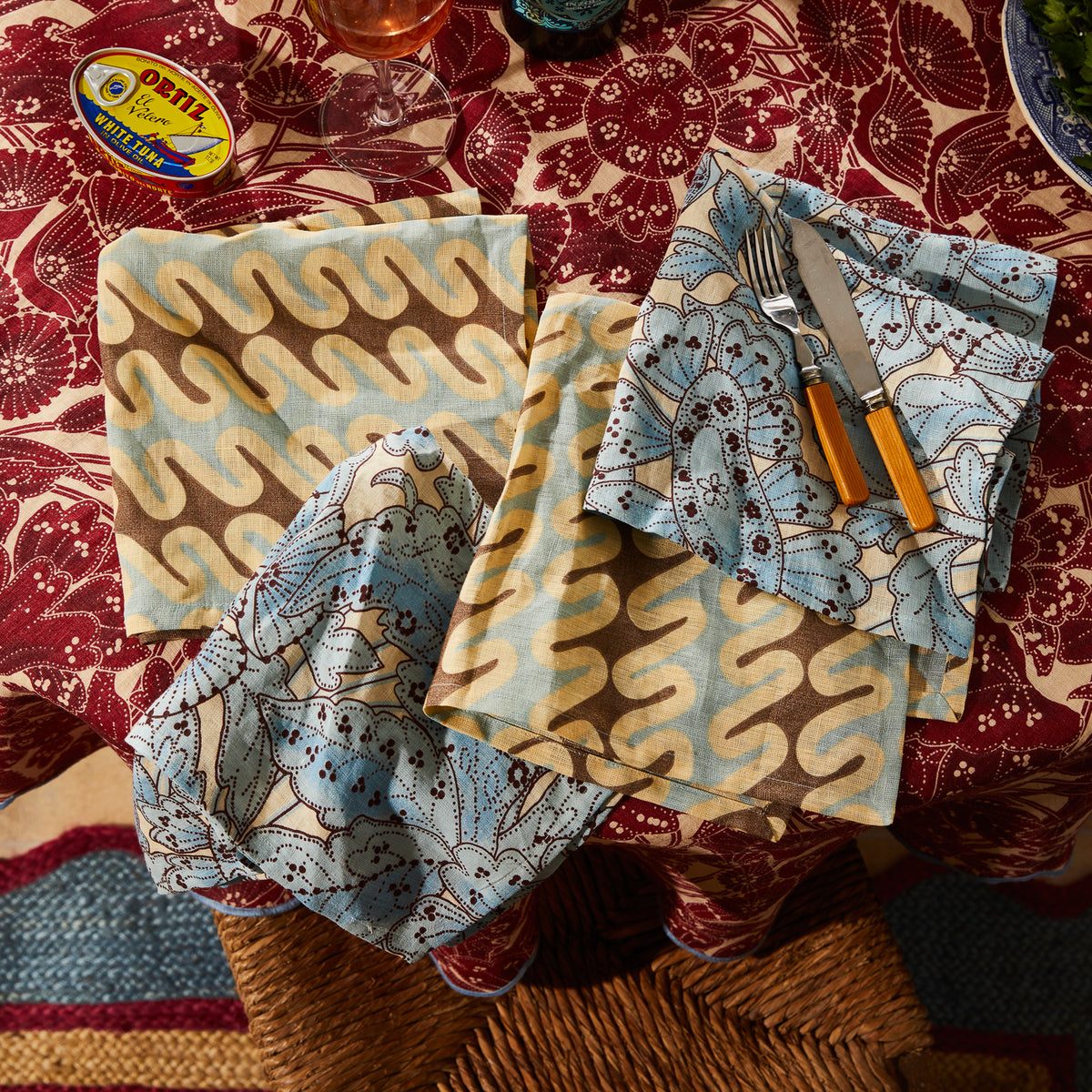 Elena Napkin Set - Cerulean