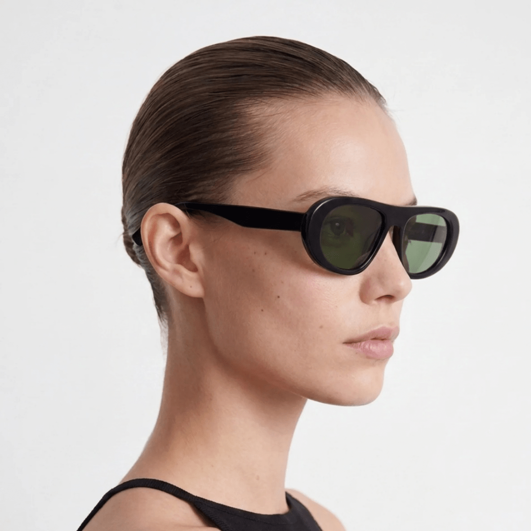Nantucket Black/Green sunglasses worn