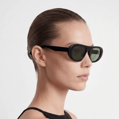 Nantucket Black/Green sunglasses worn