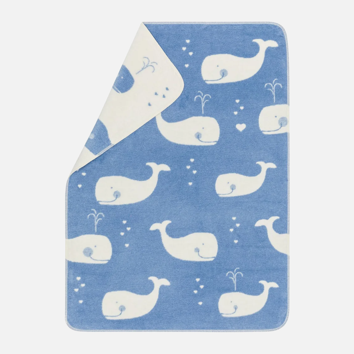 Maja organic baby blanket with whales allover in blue