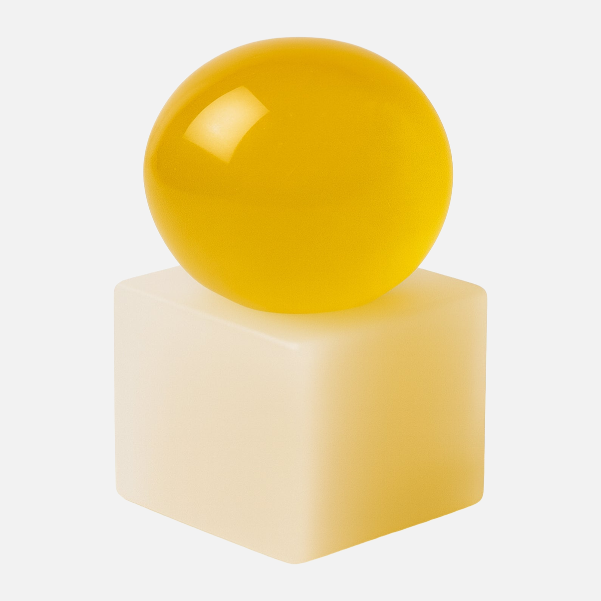 OBA Citralis soap, a yellow translucent sphere on a cream resin base