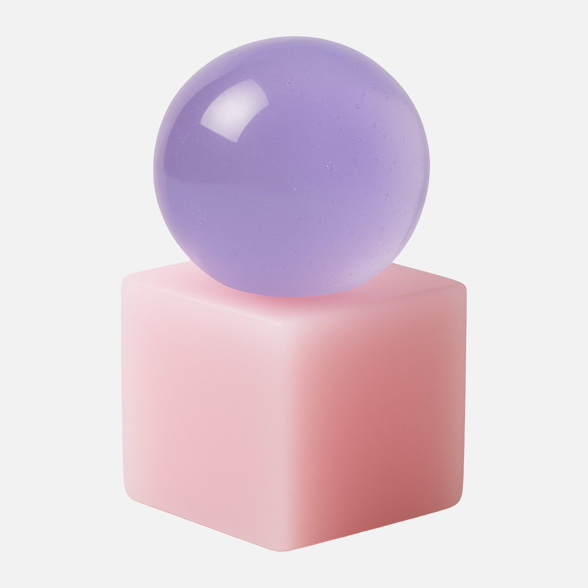 OBA Rosevale soap, a lavender translucent sphere on a pale pink resin base