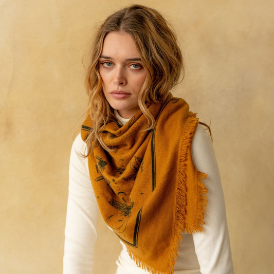 Gaia Cashmere Bandana - Ginger/Black
