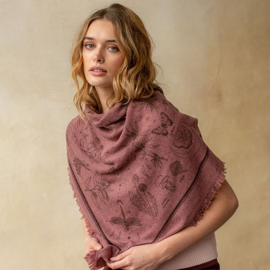 Gaia Cashmere Bandana - Mauve/Brown